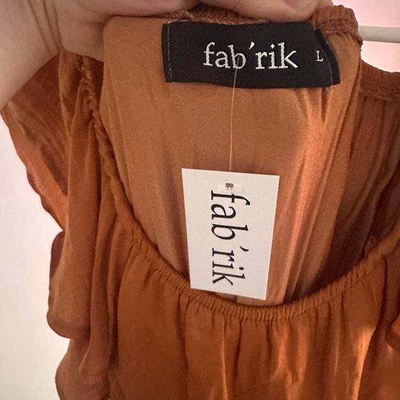 fab'rik Rust/Brown Maxi Dress Off the Shoulder - Picture 3 of 3